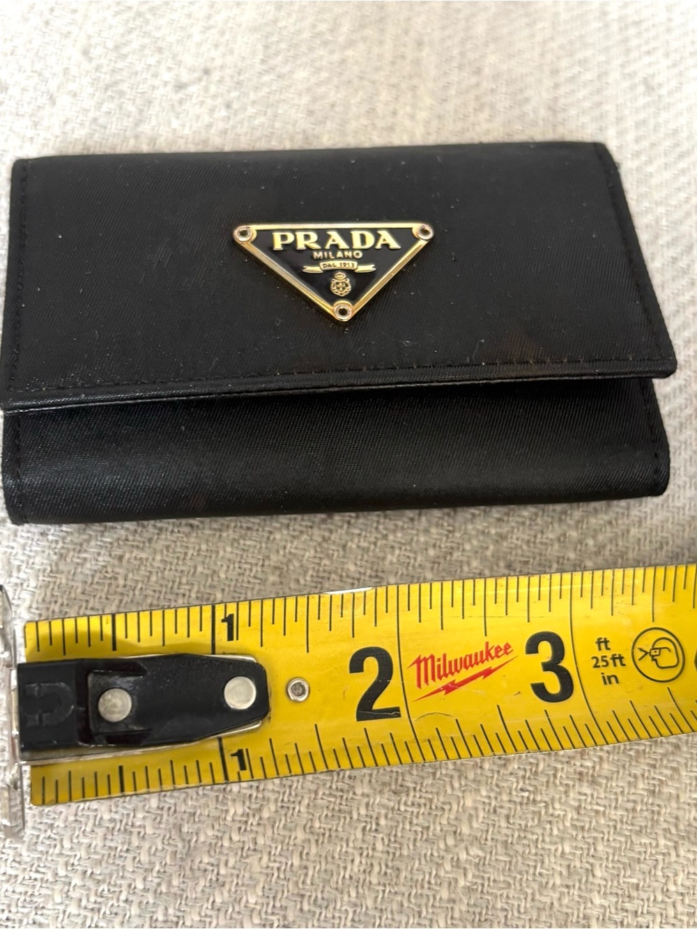 PRADA Logo Black Nylon and Saffiano Leather Key Wallet - Picture 9 of 11